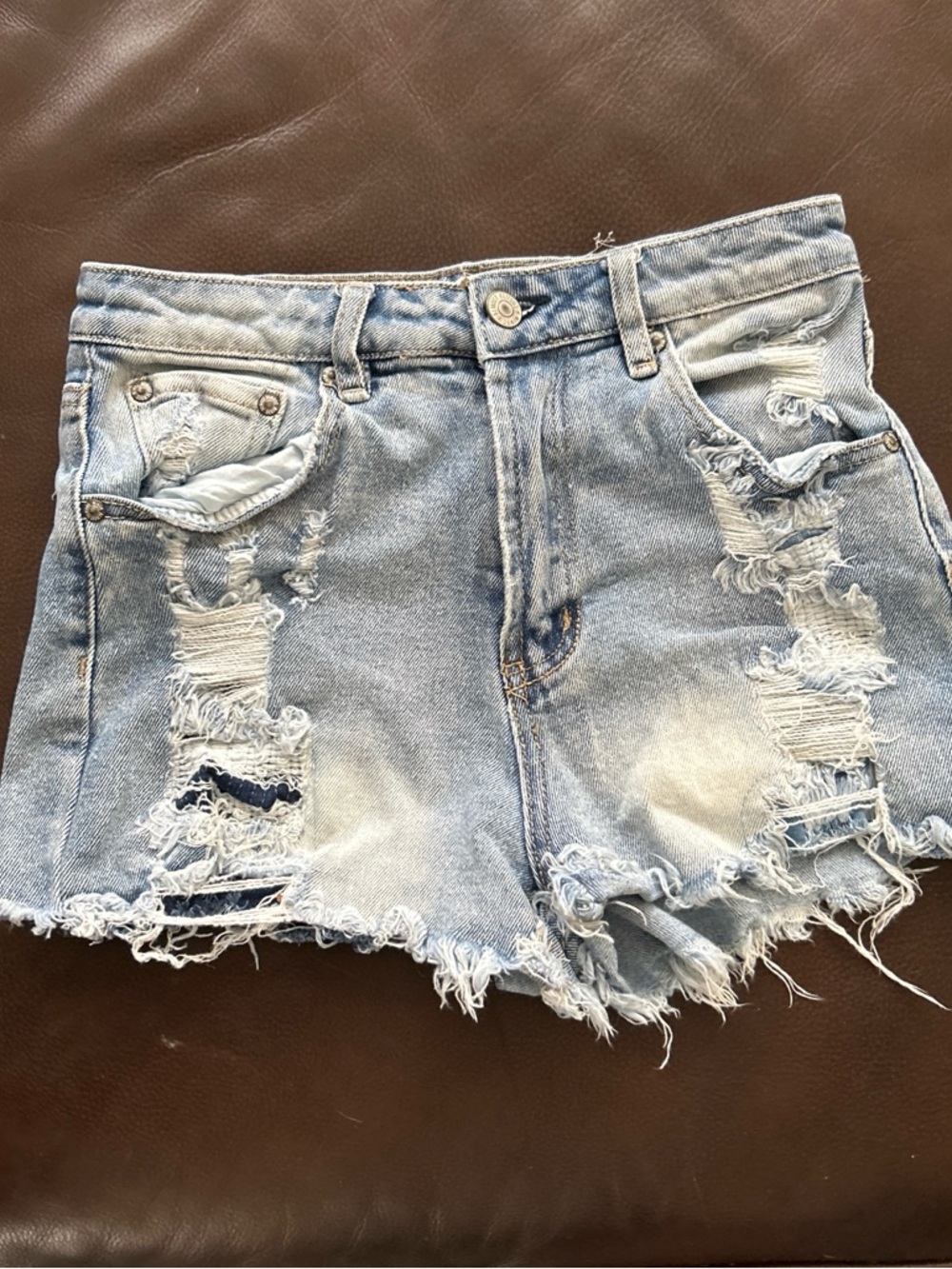 Almost Famous Light Blue Distressed Denim Cutoff Shorts